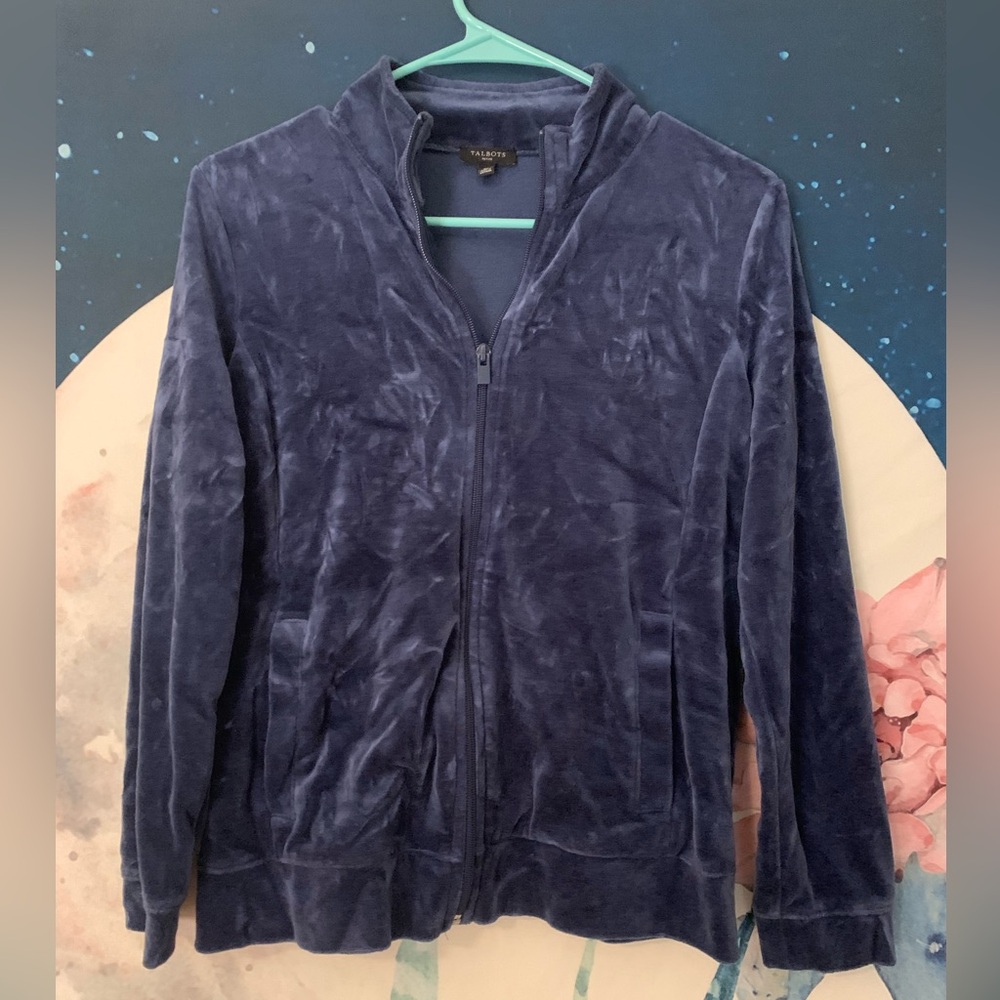 Talbots petite velvet jacket - navy blue